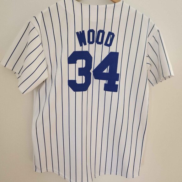 CHICAGO CUBS KERRY WOOD WHITE PINSTRIPE #34 MLB JERSEY -Size Small - Picture 4 of 8